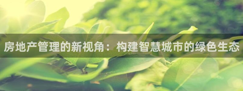 天狮娱乐妞妞：房地产管理的新视角：构建智慧城市的绿色生态